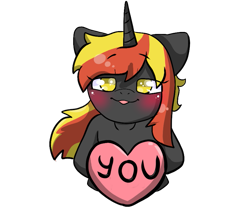 Size: 907x752 | Tagged: safe, artist:alex69vodka, imported from derpibooru, oc, oc only, oc:java, pony, unicorn, blushing, bust, female, heart, looking at you, sign, simple background, sticker, tongue out, transparent background