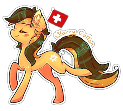 Size: 1440x1300 | Tagged: safe, imported from derpibooru, oc, oc only, oc:starry cotton, earth pony, pony, female, flag, mare, mascot, simple background, solo, suisse pony's con, switzerland, transparent background