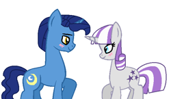 Size: 624x363 | Tagged: safe, artist:harmonyguard, imported from derpibooru, night light, twilight velvet, unicorn, blushing, duo, female, husband and wife, male, married couple, nightvelvet, shipping, straight