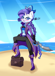 Size: 1300x1800 | Tagged: safe, artist:melliedraws, imported from derpibooru, rarity, anthro, unicorn, 30 minute art challenge, blushing, boots, breasts, hat, heart nostrils, high heel boots, pirate, pirate boots, pirate hat, rubber boots, shoes, solo, sword, weapon