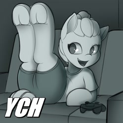 Size: 1075x1080 | Tagged: safe, artist:felixf, imported from derpibooru, pony, any race, butt, commission, gamer, plot, sket, sketch, ych sketch, your character here