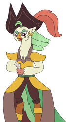 Size: 1692x3129 | Tagged: safe, artist:supahdonarudo, imported from derpibooru, captain celaeno, anthro, avian, bird, parrot, parrot pirates, my little pony: the movie, amthro, beauty mark, ear piercing, earring, female, hat, holding, jewelry, piercing, pirate, pirate hat, simple background, ticket, tickets, transparent background