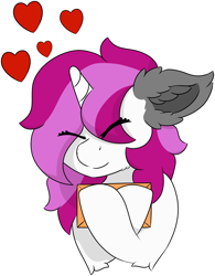 Size: 4748x6075 | Tagged: safe, artist:skylarpalette, imported from derpibooru, oc, oc only, oc:skylar palette, pony, unicorn, absurd resolution, bust, cheek fluff, cute, ear fluff, eye clipping through hair, eyes closed, female, fluffy, heart, horn, hug, letter, mail, mare, ocbetes, simple background, simple shading, smiling, solo, transparent background, unicorn oc