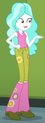 Size: 138x373 | Tagged: safe, imported from derpibooru, screencap, paisley, equestria girls, equestria girls series, fomo, spoiler:eqg series (season 2), boots, clothes, cropped, female, floral print, jeans, knee high socks, lipstick, pants, shoes, sleeveless, socks, solo, tanktop