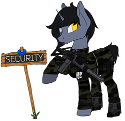 Size: 2508x2439 | Tagged: safe, artist:syntiset, imported from ponybooru, oc, oc only, oc:syntiset, pony, unicorn, an/peq-15, ankle boots, assault rifle, belt, boots, camouflage, clothes, eotech, escape from tarkov, eye clipping through hair, gun, holographic sight, horn, looking at each other, m4a1, magpul, male, military, military uniform, pants, patch, pony oc, ponybooru collab 2021, ponybooru exclusive, red dot, rifle, shoes, simple background, solo, transparent background, unicorn oc, uniform, weapon