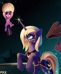 Size: 1720x2100 | Tagged: safe, artist:ponykillerx, imported from twibooru, princess luna, twilight sparkle, duo, image, png