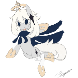 Size: 2000x2000 | Tagged: safe, artist:magnusmagnum, imported from derpibooru, earth pony, pony, cape, clothes, crossover, crown, female, genshin impact, high res, jewelry, looking at you, mare, paimon, paimon (genshin impact), ponified, regalia, smiling, smiling at you, socks, solo