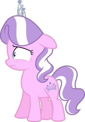 Size: 4460x6400 | Tagged: safe, artist:parclytaxel, edit, editor:slayerbvc, imported from derpibooru, vector edit, diamond tiara, earth pony, pony, absurd resolution, cropped, female, filly, freckles, jewelry, lip bite, simple background, solo, tiara, transparent background, vector