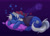 Size: 2816x2041 | Tagged: safe, artist:lunnita_pony, imported from derpibooru, oc, oc only, pony, unicorn, high res, horn, moon, onomatopoeia, pillow, sleeping, solo, sound effects, stars, unicorn oc, zzz