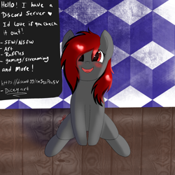 Size: 2048x2048 | Tagged: safe, artist:dicemarensfw, imported from derpibooru, oc, oc only, oc:dicemare, pegasus, pony, adorable face, advertisement, advertisement in description, advertising, background, being cute, blushing, cute, dialogue, discord server, eye lashes, female, freckles, high res, mare, open mouth, shading, shadows, sitting, small pony, solo, talking to viewer, wide eyes