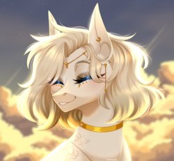 Size: 3732x3450 | Tagged: safe, artist:ohhoneybee, imported from derpibooru, oc, oc only, oc:angelica, earth pony, pony, alternate hairstyle, bust, female, high res, mare, portrait, solo
