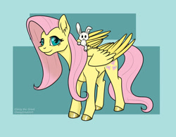 Size: 1280x996 | Tagged: safe, artist:glassygreatart, imported from derpibooru, angel bunny, fluttershy, pegasus, pony, rabbit, animal, duo, female, male, mare