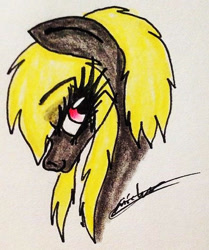 Size: 443x530 | Tagged: safe, artist:beamybutt, imported from derpibooru, oc, oc only, earth pony, pony, earth pony oc, eyelashes, signature, solo, traditional art