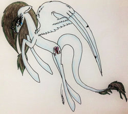 Size: 779x694 | Tagged: safe, artist:beamybutt, imported from derpibooru, oc, oc only, pegasus, pony, eyelashes, female, flying, mare, pegasus oc, signature, solo, traditional art, wings