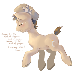 Size: 500x497 | Tagged: safe, artist:sony-shock, imported from derpibooru, oc, oc only, earth pony, pony, eyes closed, hat, simple background, solo, white background