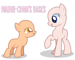 Size: 2358x1911 | Tagged: dead source, safe, artist:cherritoppu, artist:maiii-san, imported from derpibooru, oc, oc only, earth pony, pony, bald, base, duo, earth pony oc, eyelashes, female, freckles, mare, raised hoof, simple background, smiling, transparent background