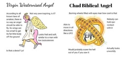 Size: 680x332 | Tagged: safe, imported from derpibooru, angel bunny, fluttershy, pony, angel, angelic bunny, be not afraid, bee movie script, bible, biblically accurate angel bunny, biblically accurate angels, chad, meme, ophanim, ponified, virgin, virgin walk