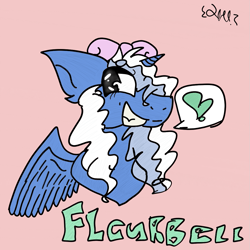 Size: 1111x1111 | Tagged: safe, artist:l0v3blitzz, imported from derpibooru, oc, oc:fleurbelle, alicorn, alicorn oc, bow, female, gift art, hair bow, heart, horn, mare, wingding eyes, wings