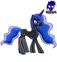 Size: 3840x4154 | Tagged: safe, alternate version, artist:damlanil, imported from derpibooru, princess luna, alicorn, pony, bdsm, blushing, bondage, bondage mask, boots, bound wings, catsuit, clothes, collar, corset, ethereal mane, female, gag, galaxy mane, gimp suit, happy, high heels, hood, horn, latex, latex boots, latex suit, looking at you, mare, muzzle gag, rubber, rubber suit, shiny, shiny mane, shoes, show accurate, simple background, socks, solo, thigh highs, transparent background, vector, wings