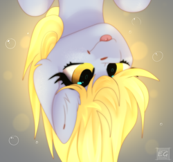 Size: 2304x2160 | Tagged: safe, artist:elektra-gertly, imported from derpibooru, derpy hooves, pegasus, pony, bust, cute, derpabetes, high res, portrait, solo, tongue out, upside down