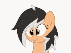 Size: 2160x1620 | Tagged: safe, artist:froyo15sugarblast, imported from derpibooru, oc, oc only, oc:hearty felt, pegasus, pony, animated, blinking, bust, cute, eye clipping through hair, female, frame by frame, gif, mare, moving hair, ocbetes, pegasus oc, portrait, procreate app, simple background, smiling, solo, white background