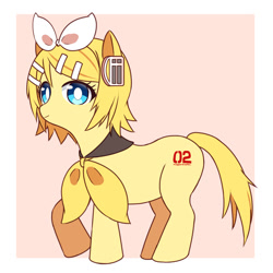 Size: 1500x1500 | Tagged: safe, artist:雷, imported from derpibooru, earth pony, pony, anime, bow, female, kagamine rin, mare, ponified, solo, vocaloid