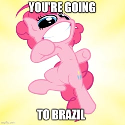 Size: 500x501 | Tagged: safe, artist:misterdavey, imported from derpibooru, pinkie pie, earth pony, pony, smile hd, female, gritted teeth, meme, solo, teeth, you're going to brazil