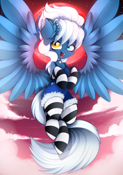 Size: 2894x4093 | Tagged: safe, artist:ahekao, imported from derpibooru, oc, oc only, pegasus, pony, clothes, commission, moon, night, socks, solo, wings