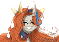 Size: 2872x2089 | Tagged: safe, artist:mediasmile666, imported from derpibooru, oc, oc only, original species, pony, bust, high res, horn, simple background, solo, white background