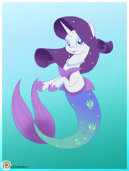 Size: 2121x2828 | Tagged: safe, artist:foxbeast, imported from derpibooru, rarity, mermaid, merpony, pony, seapony (g4), unicorn, blue background, blue eyes, blue mane, colored pupils, crepuscular rays, cute, female, fish tail, flowing mane, high res, hoof shoes, horn, jewelry, mermaidized, mermarity, necklace, ocean, open mouth, patreon, patreon logo, raribetes, seaponified, seapony rarity, simple background, smiling, solo, species swap, tail, underwater, water