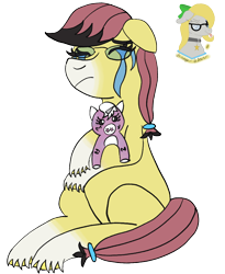 Size: 856x1044 | Tagged: safe, artist:gray star, derpibooru exclusive, imported from derpibooru, oc, oc:sunny side(gray star), crying, female, glasses, plushie, sitting, trans female