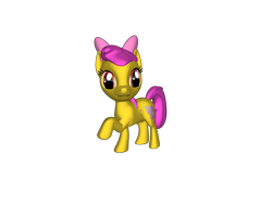 Size: 1200x900 | Tagged: safe, artist:mrbarney94, imported from derpibooru, apple bloom, earth pony, pony, pony creator, 3d, 3d pony creator, bow, female, filly, g1, g1 style, g4, g4 style, ponylumen, raised hoof, raised leg, simple background, transparent background