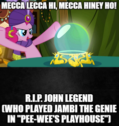 Size: 500x528 | Tagged: safe, edit, edited screencap, imported from derpibooru, screencap, pinkie pie, it's about time, season 2, comic, in memoriam, madame pinkie, pee-wee's playhouse, rest in peace, screencap comic