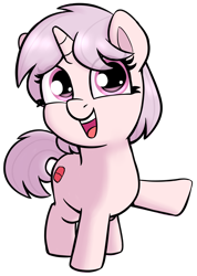 Size: 1630x2295 | Tagged: safe, artist:heretichesh, imported from ponybooru, oc, oc only, oc:red pill, pony, unicorn, cute, female, filly, pilly, ponybooru collab 2021, simple background, smiling, solo, standing, transparent background