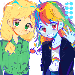 Size: 500x500 | Tagged: artist needed, source needed, safe, imported from derpibooru, applejack, rainbow dash, equestria girls, appledash, female, lesbian, shipping