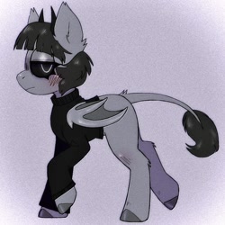 Size: 1000x1000 | Tagged: safe, artist:mclovin, imported from derpibooru, oc, oc only, bat pony, pony, bat pony oc, black sclera, blushing, clothes, glowing eyes, horns, leonine tail, solo, sweater, turtleneck