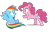 Size: 2587x1631 | Tagged: safe, artist:jakeneutron, imported from derpibooru, pinkie pie, rainbow dash, bat pony, earth pony, pegasus, pony, vampire, vampony, wingless bat pony, alternate cutie mark, angry, bat ponified, duo, duo female, fangs, female, growling, leaning back, leaning forward, mare, open mouth, pinkiebat, puppet, race swap, reaching, reaching out, red eyes, red eyes take warning, redesign, scared, screaming, shadow, sharp teeth, shocked, shrunken pupils, simple background, sitting, snarling, species swap, spread wings, teeth, transparent background, vector, wingless, wings