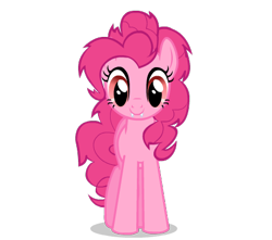 Size: 455x403 | Tagged: safe, artist:jakeneutron, imported from derpibooru, pinkie pie, bat pony, earth pony, pony, vampire, vampony, wingless bat pony, alternate cutie mark, bat ponified, fangs, female, front view, looking at you, mare, pinkiebat, puppet, race swap, red eyes, redesign, shadow, simple background, smiling, solo, species swap, transparent background, vector, wingless