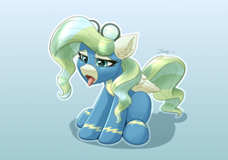 Size: 2008x1417 | Tagged: safe, artist:dandy, imported from derpibooru, vapor trail, pegasus, pony, atg 2021, clothes, exhausted, female, mare, newbie artist training grounds, open mouth, panting, sitting, solo, tired, tongue out, uniform, wonderbolts uniform