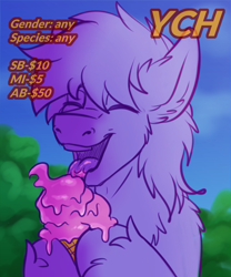 Size: 1667x2000 | Tagged: safe, artist:fkk, imported from derpibooru, pony, advertisement, auction, commission, food, ice cream, solo, ych sketch, your character here