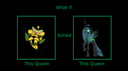 Size: 1378x768 | Tagged: safe, artist:dashiesparkle edit, artist:kayman13, imported from derpibooru, queen chrysalis, changeling, changeling queen, antagonist, crossover, female, meme, my life as a teenage robot, vexus, what if