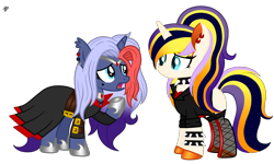 Size: 4498x2695 | Tagged: safe, artist:princessmoonsilver, imported from derpibooru, oc, oc only, oc:ashlyn, oc:eleanor, pony, unicorn, base used, female, high res, mare, simple background, spiked wristband, transparent background, wristband