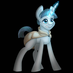 Size: 828x828 | Tagged: safe, artist:ittybittybiters, imported from derpibooru, stygian, pony, unicorn, black background, cloak, clothes, glowing horn, gritted teeth, horn, male, simple background, stallion