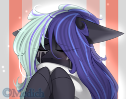 Size: 1701x1338 | Tagged: safe, artist:mediasmile666, imported from derpibooru, oc, oc only, pony, abstract background, bust, crying, female, mare, sad, solo