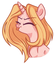Size: 848x992 | Tagged: safe, artist:petruse4ka, imported from derpibooru, oc, oc only, pony, unicorn, :p, eyes closed, horn, simple background, solo, tongue out, transparent background, unicorn oc