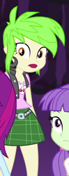 Size: 298x756 | Tagged: safe, imported from derpibooru, screencap, cherry crash, mystery mint, starlight, starshine, equestria girls, equestria girls series, rollercoaster of friendship, clothes, cropped, ear piercing, earring, female, jewelry, miniskirt, piercing, plaid skirt, skirt