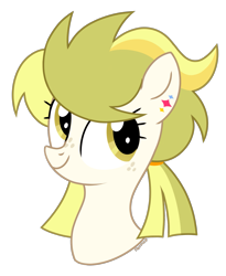 Size: 1269x1547 | Tagged: safe, artist:petruse4ka, imported from derpibooru, oc, oc only, earth pony, pony, bust, ear piercing, earth pony oc, eyelashes, freckles, piercing, simple background, smiling, solo, transparent background