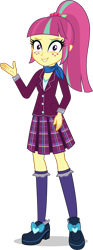 Size: 1147x3094 | Tagged: safe, artist:sebisscout1997, imported from derpibooru, sour sweet, equestria girls, ascot, bowtie, clothes, clothes swap, crystal prep academy, crystal prep academy uniform, crystal prep shadowbolts, female, freckles, looking at you, neckerchief, pleated skirt, school uniform, simple background, skirt, smiling, solo, transparent background, vector