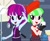 Size: 1280x1050 | Tagged: safe, artist:rjp.rammy, imported from derpibooru, mystery mint, watermelody, equestria girls, armpits, beret, bracelet, clothes, cute, duo, duo female, female, gloves, hat, jewelry, melodorable, mysterybetes, necktie, open mouth, skirt, skull, sleeveless, stage light