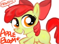 Size: 800x600 | Tagged: safe, artist:tachyon, imported from derpibooru, apple bloom, earth pony, pony, adorabloom, cute, female, filly, howdy, open mouth, solo